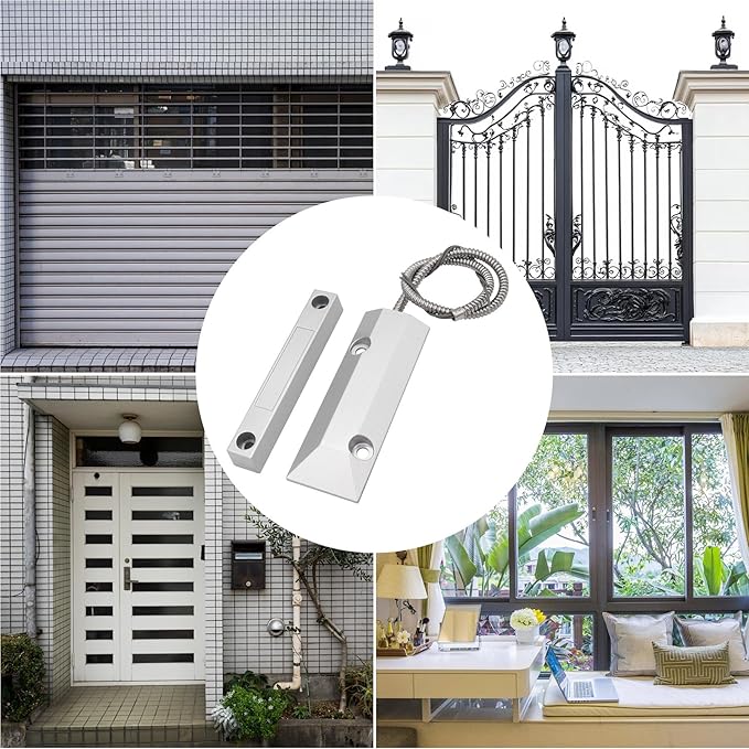 Magnetic Reed Switch Wired Surface Mount Normally Open/Closed NC/NO Contact Sensor Alarm Magnetic Door Switch with 3 Wires, Zinc Alloy Sliver, OC-55