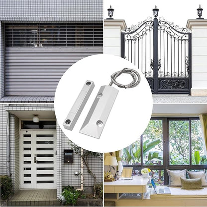 Magnetic Reed Switch Wired Surface Mount Normally Open/Closed NC/NO Contact Sensor Alarm Magnetic Door Switch with 3 Wires, Zinc Alloy Sliver, OC-55