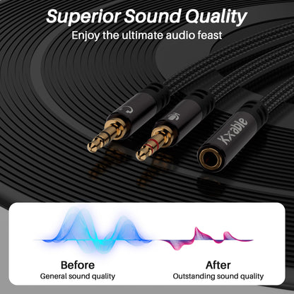 Kxable Headphone Splitter for Computer, 3.5mm Female to Dual 3.5mm Male Audio Splitter Cable, Stereo Jack Earphones Headset to PC Laptop Adapter, 1/8inch 2-in-1 Y Separator Aux Dongle Converters, 3FT
