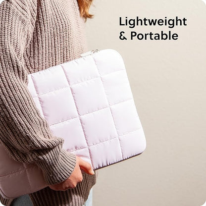 U Brands Nylon Puffer Zipping Large Laptop Sleeve, 9.75" x 13", Computer Accessories, Laptop Bag for MacBook Pro, MacBook Air, Chromebook, HP Computer, Petal Pink