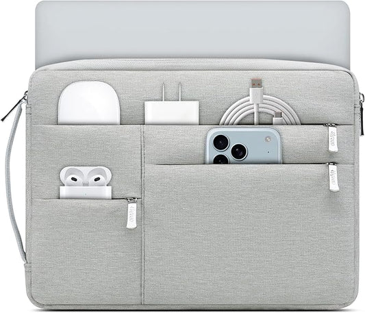 HYZUO 13.3-14 Inch Laptop Sleeve Bag for MacBook Pro 14 M5-M1, MacBook Air/Pro 13, 13.8-13 Surface Laptop/Book, Portable Notebook Case for 13" HP Dell Lenovo ThinkPad Asus Acer Samsung, Light Gray