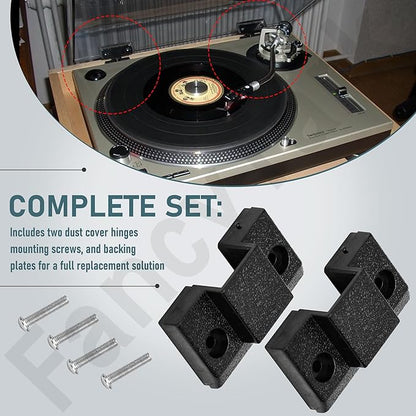 2 Pack Dust Cover Hinge Set Replacement Part for Turntables SL 1200 MKII / 1210 MKII, 1200M3D, MK2, MK3, MK4, M5G, SFUMM02N04, with Screws and Backing Plate