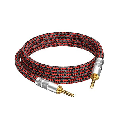 3.5mm Aux Cord, Audiophile Audio Auxiliary Cable 3.5 mm Male to Male Stereo Hi-Fi Sound Braided aux 1/8 Cable for Car Home Stereos Tablets Speakers (Straight 3.5mm, 3.2ft)