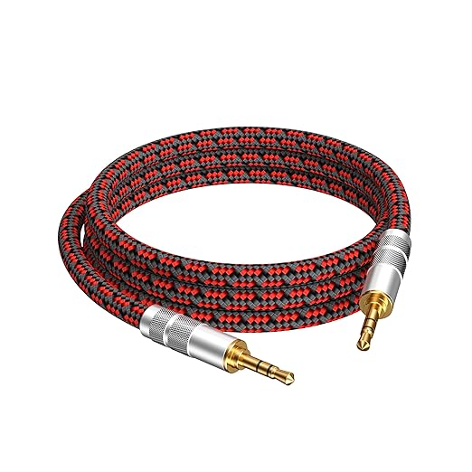 Audiophile High Purity Copper Aux Audio Cable 3.5mm Male to 3.5mm Male Audio Auxiliary Cord Gold-Plated Stereo HiFi Adapter Cable (Straight to Straight, 3.2ft/1m)