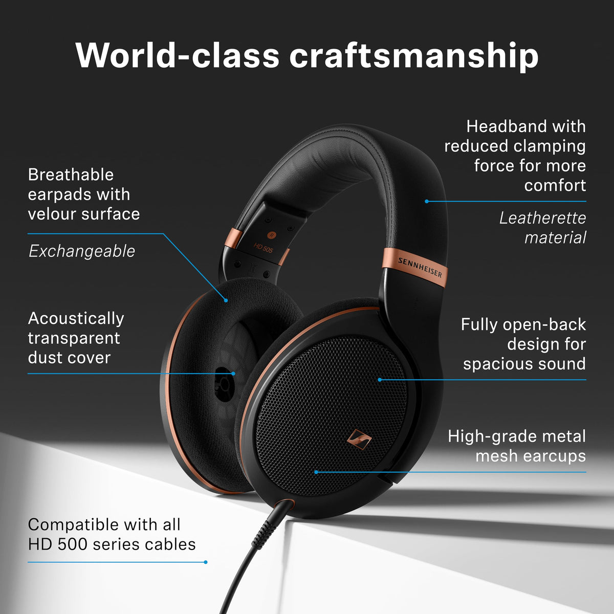 Sennheiser HD 505 Wired Open-Back Audiophile Headphones