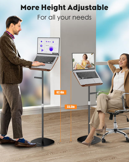 aboutool 2 in 1 Dual-use Floor Book Stand & Desktop Book Stand,Height Adjustable from 33-63in, Adjustable Book Holder with Elastic Page Clips for Music Scores, Recipe, Tablet, Laptop