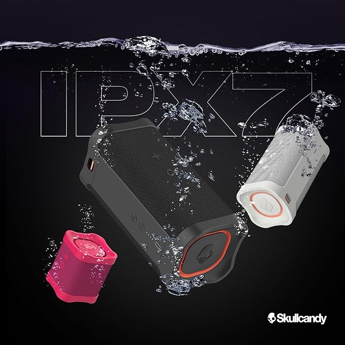 Skullcandy Terrain XL Wireless Bluetooth Speaker - IPX7 Waterproof Portable Speaker, 18 Hour Battery, Nylon Wrist Wrap, True Wireless Stereo (Black)