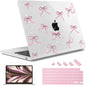 May Chen Case for MacBook Air 13/13.6 inch M5 A3449 M4 A3240 M3 A3113 M2 A2681, 2026 2025 2024-2022, Plastic Hard Shell with Keyboard Cover & Screec Protector, Clear Glitter Bow