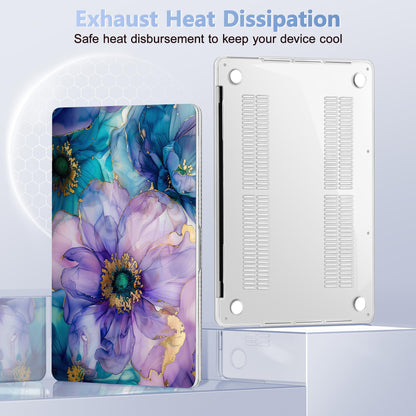 Lepeoac Case for MacBook Pro 13 inch Case M2 2022-2016 A2338 M1 A2251 A2289 A2159 A1989 A1708 A1706, Plastic Hard Shell + Keyboard Cover + Dust Plug, Fluid Art Flowers