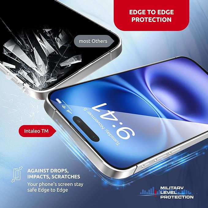 Screen Protector for iPhone 16 Plus – MagicBox Tempered Glass Screen Protectors with 2 Applicators and iPhone 16 Plus Accessories - Edge-to-Edge Protection, 9H Hardness, Oleophobic Coating