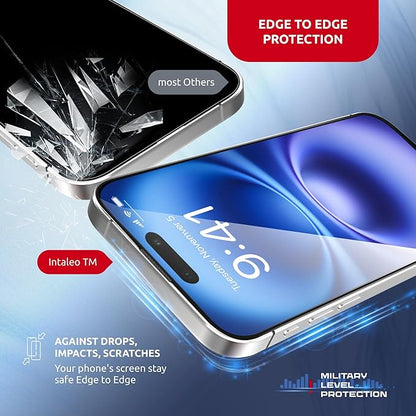 Screen Protector for iPhone 16 Plus – MagicBox Tempered Glass Screen Protectors with 2 Applicators and iPhone 16 Plus Accessories - Edge-to-Edge Protection, 9H Hardness, Oleophobic Coating