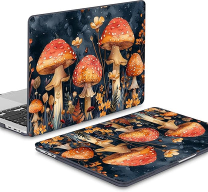 Mektron Case for MacBook Pro 16 Inch A2141 Cover 2019 Release 16" with Liquid Retina Display/Touch ID, Plastic Hard Shell with Keyboard Skin & Screen Protector & Dust Plug, Mushrooms