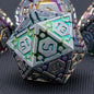 DND Metal Dice Set, Polyhedral Dice Set for RPG D&D Dice with Cracks Dungeons and Dragons Dice Set for RPG TTRPG D&D Die with Gift Case（Silver and Coloured Ink-1） for Ages 15 and Up