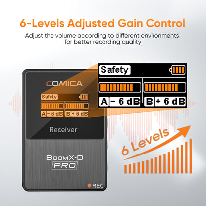 COMICA BoomX-D2 PRO Wireless Lavalier Microphone for iPhone Android Camera PC, Lapel Mic with 8GB Storage, Safety Audio Track, Noise Cancellation, Lav Mic for YouTube TikTok Video Recording