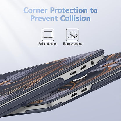 for MacBook Pro 16 inch Case 2019 2020 Release Model A2141, Plastic Hard Shell Cover with Keyboard Cover & Screen Protector for MacBook Pro 16 inch with Touch Bar & Touch ID - Blooming Plants