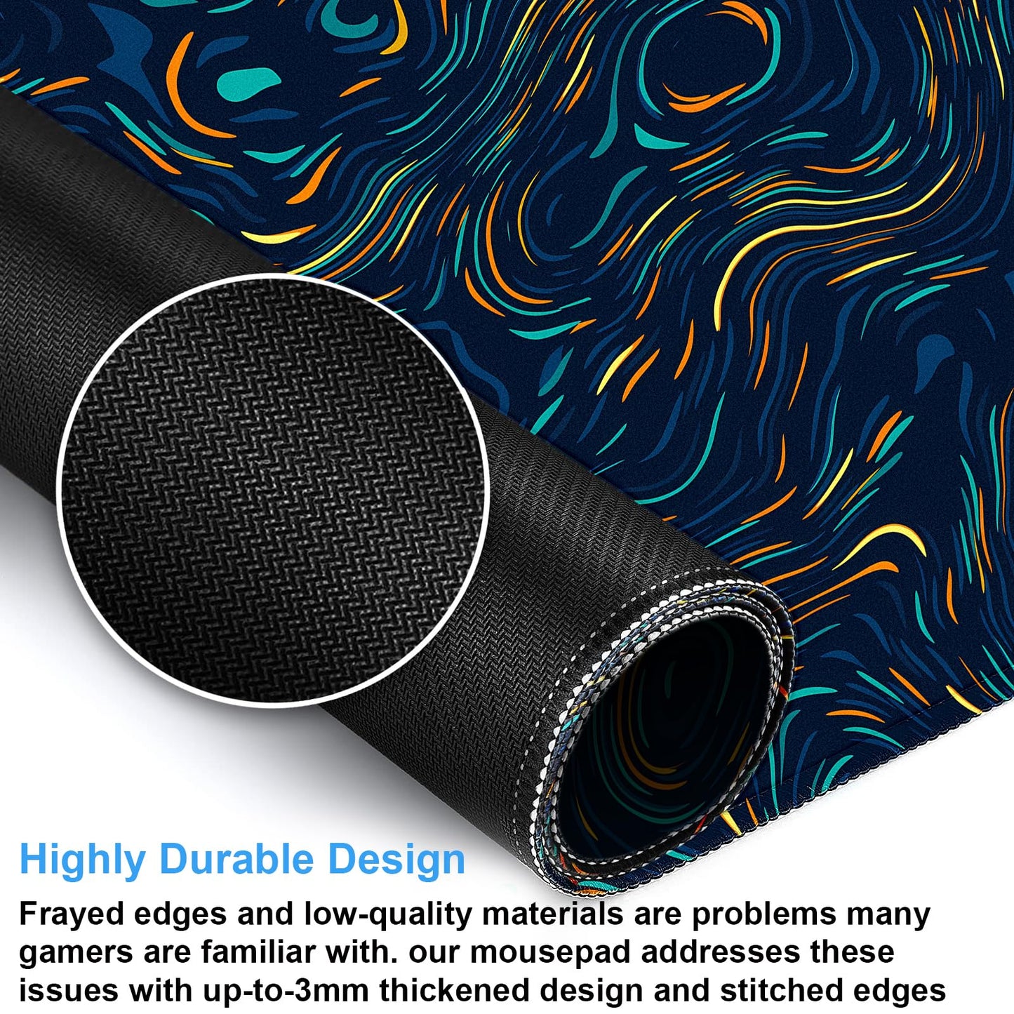 Abstract Swirl Desk Mat, XXL Large Gaming Mouse Pad