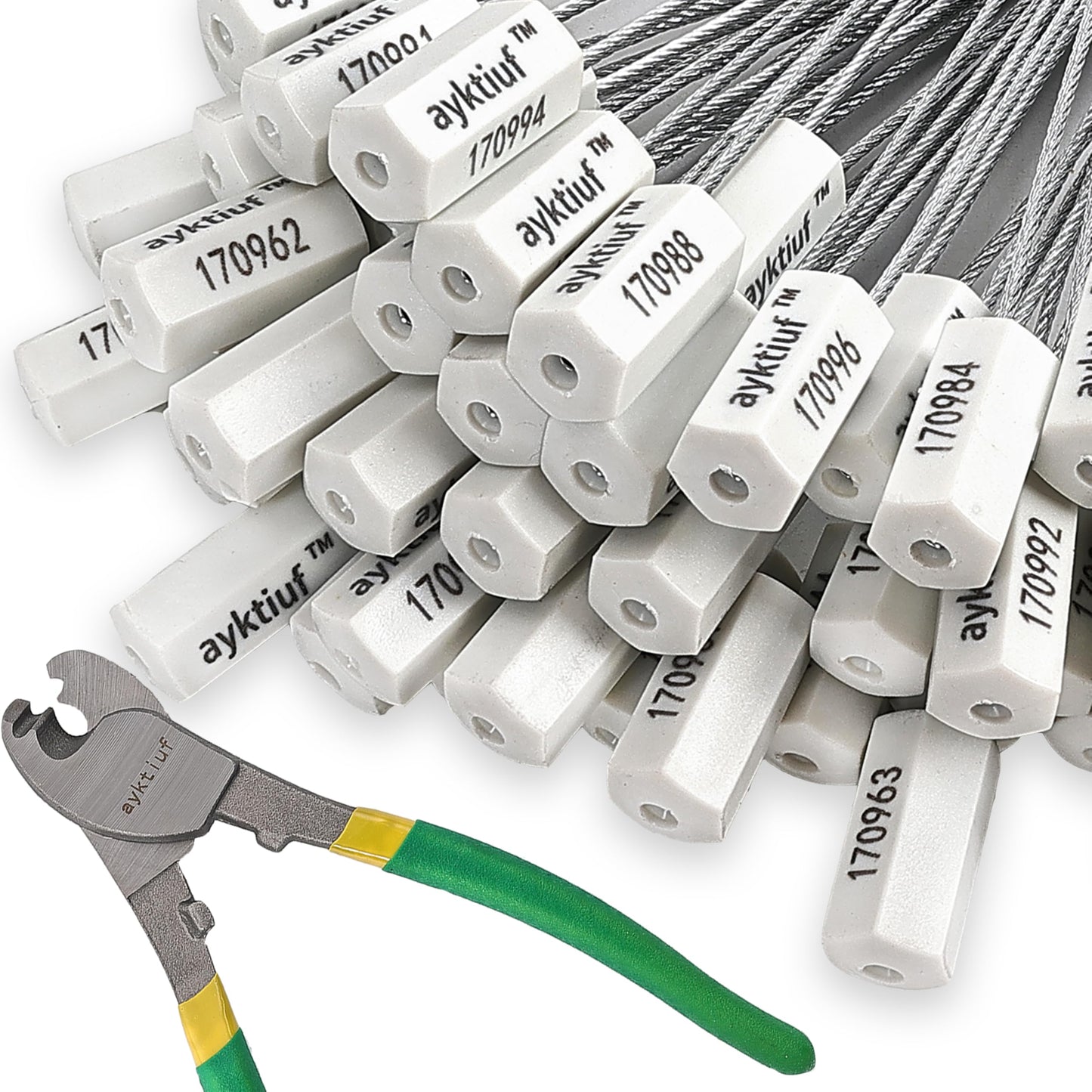 ayktiuf 600 Pieces Security Cable Seals, Metal Number Security Tags for Truck, Trailers, Cargo, Containers, Vans, Oil Tank, Milk Vehicle (White, 600 Pack)