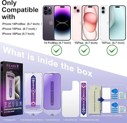 2 Pack Anti Blue Light Matte Screen Protector for iPhone 15 Plus and iPhone 14 Pro Max 6.7-Inch Auto Dust Removal, No Bubbles, Tempered Glass Film, Easy Installation
