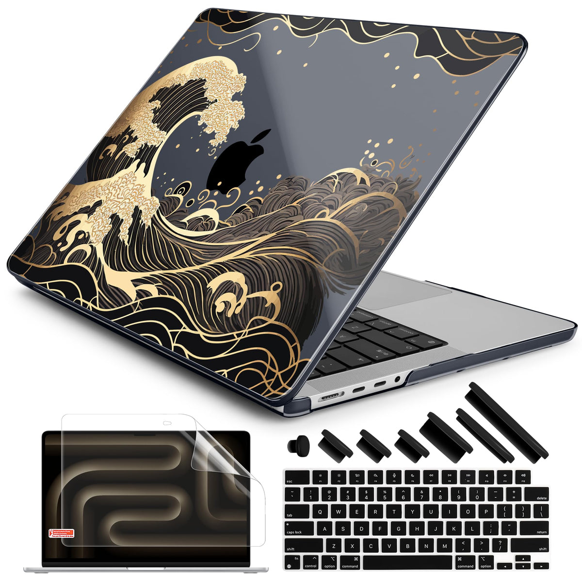 DONGKE Compatible with MacBook Pro 16 Inch Case (2026-2021 Release, M5 M4 M3 M2 M1 Pro/Max Chip), Plastic Hard Shell Cover with Keyboard Cover & Screen Protector for MacBook Pro 16", Garden Florals