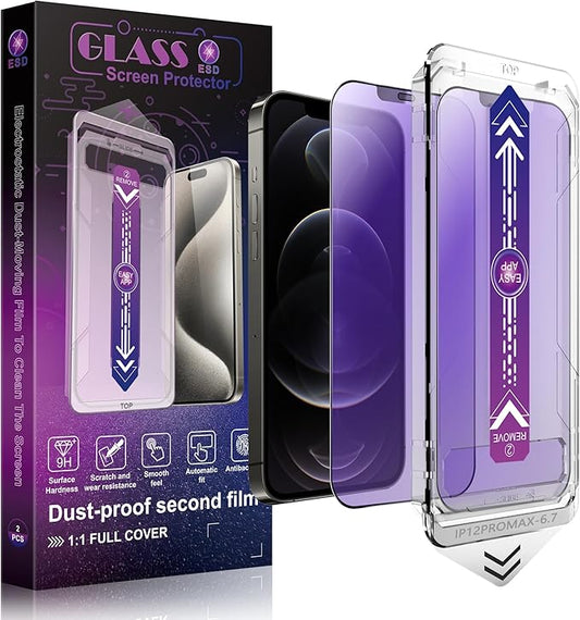 SHANG PIN JIA 2 Pack Anti Blue Light Matte Screen Protector for iPhone 12 Pro Max 6.7-Inch Auto Dust Removal, No Bubbles, Tempered Glass Film, Easy Installation