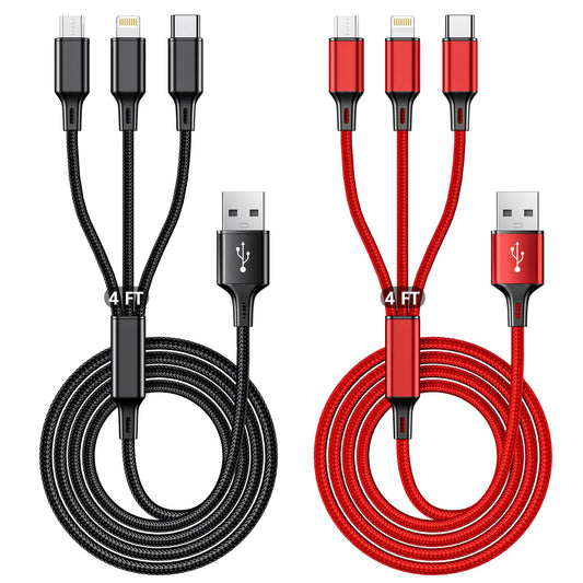 Multi Charging Cable, 4ft 2Pack Multi Phone Charger Cable Braided Universal