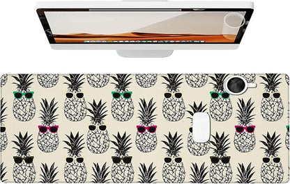 Pop Art Pineapple Gaming Mouse Pad, Large Office Desk Mat, Anti-Slip Rubber Base Mousepad for Computer Laptop Keyboard, Smooth Desk Pad for Home Office Gamer Work Accessories 31.5" x 11.8"