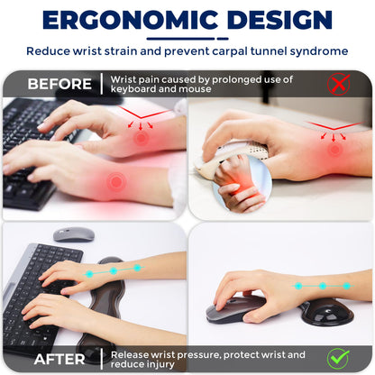 ABRONDA Gel Wrist Rest for Keyboard and Mouse, Wrist Rest for Keyboard, Mouse Wrist Support, Pain Relief, Cool Touch, Non-Skid, Mouse Wrist pad