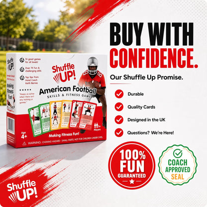 Shuffle Up Football Game - 70+ Fitness Cards, Training Equipment Kids Gift