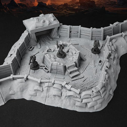 AUSPDICE RPG Terrain AF695 Trench Set – Modular Defensive Position for DND Map Layouts, Wargame Accessories, Dungeon Walls, and 28mm–32mm Miniature Tabletop RPG Games