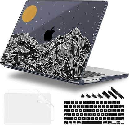 for MacBook Pro 16 inch Case 2021 2022 2023 2024 Release A3186 A3403 M4 A2991 M3 A2780 M2 A2485 M1 Pro/Max, Hard Shell Case with Screen Protector & Keyboard Cover, Mountain