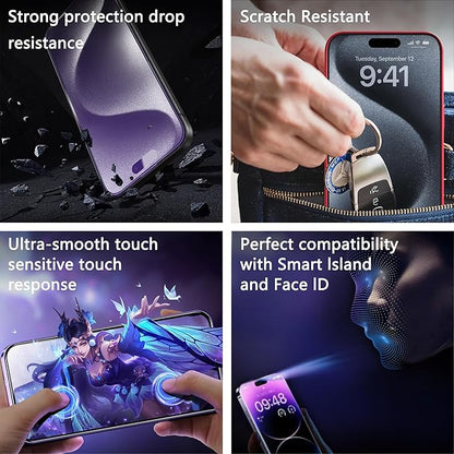 2 Pack Anti Blue Light Matte Screen Protector for iPhone 11 and iPhon XR 6.1-Inch Auto Dust Removal, No Bubbles, Tempered Glass Film, Easy Installation