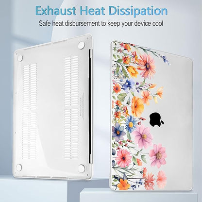 Mektron Case for MacBook Pro 16 Inch A2141 Cover 2019 Release 16" with Liquid Retina Display/Touch ID, Plastic Hard Shell with Keyboard Skin & Screen Protector & Dust Plug, Floral P165
