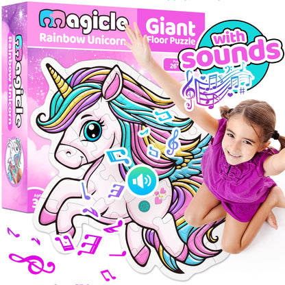 Music & Sound Unicorn Floor Puzzles for Kids Ages 4-6, Large 35 Piece Extra Thick Puzzles, Unicorn Toys for Girls Age 4-6, Toddlers Puzzles Ages 3-5, Gifts for 3 4 5 6 7 8 Year Old Girls