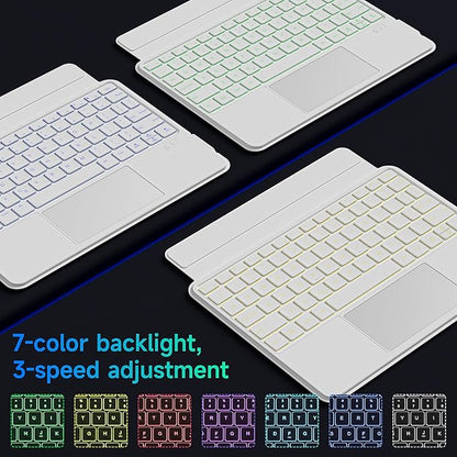 nimin Detachable Keyboard Cases for 12.4-inch Samsung Galaxy Tab S7+/S8+/S7FE,Built-in S Pen Holder and Trackpad,7-Color Backlit, Auto Sleep/Wake,Snow White
