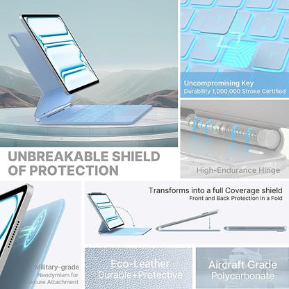 typecase Keyboard Case for iPad Pro 13-inch (M4) 2024,Magic Keyboard with 11 Colors Backlight for iPad Pro 13,Keyboard Case with Pencil Holder,Multi-Touch Trackpad, Easy-Set Magnetic Stand,Light Blue