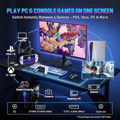 SANSUI Gaming Monitor, 24.5" 300hz 240hz FHD 1080P 1ms FPS PC Monitor Gaming, HDR, FreeSync, DisplayPort x2 HDMI x2, Fast IPS, 120% sRGB, Audio Jack, VESA Support, Desktop Compatible(ES-G25X1 PRO)