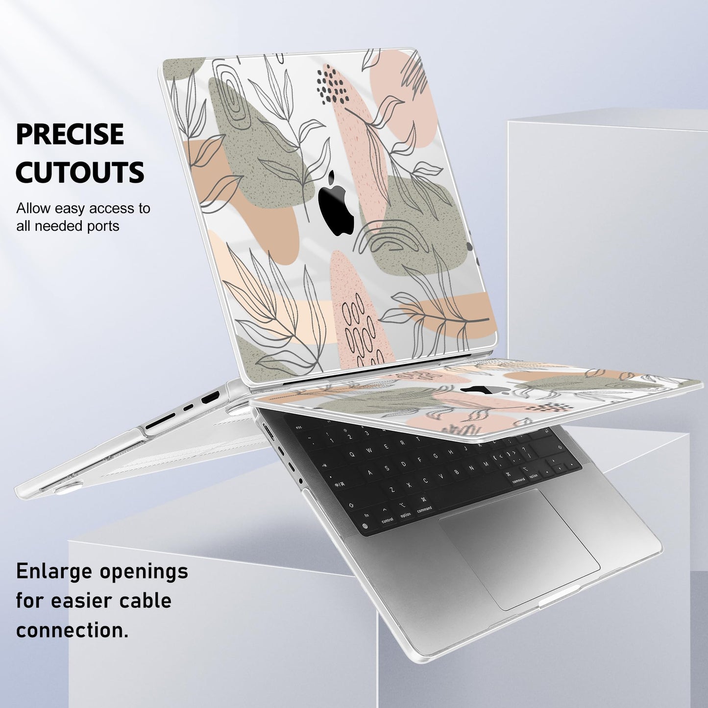 Lepeoac for MacBook Pro 16 inch Case M1 M2 M3 M4 M5 Pro/Max with Liquid Retina XDR, Release 2021-2025 2026 A3429 A3428, Hard Shell Case with Screen Protector & Keyboard Cover, Tropical Leaves