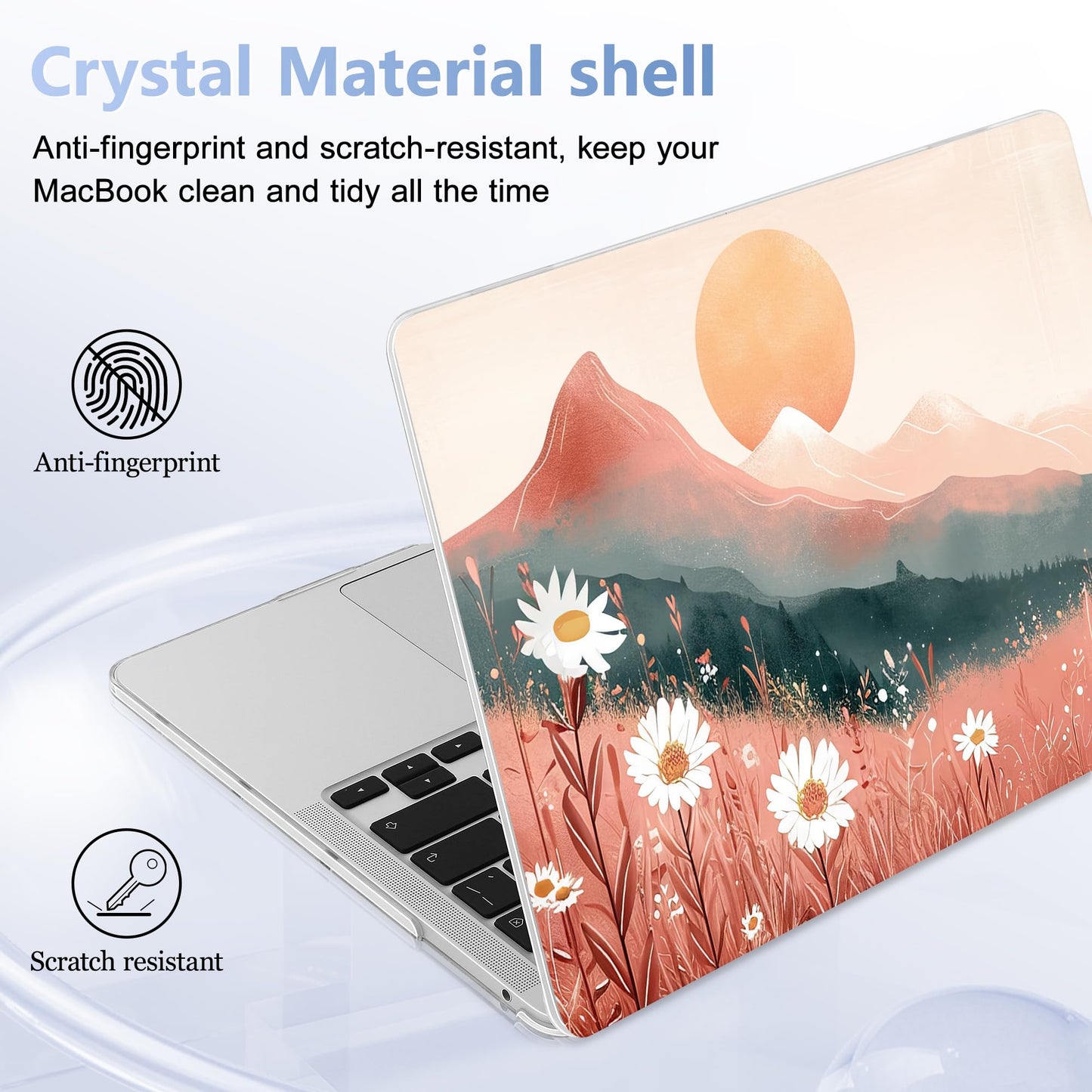 Lepeoac Case for MacBook Pro 13 inch Case M2 2022-2016 A2338 M1 A2251 A2289 A2159 A1989 A1708 A1706, Plastic Hard Shell + Keyboard Cover + Dust Plug, Mountains