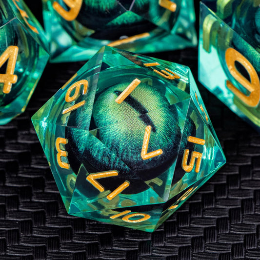 ARUOHHA DND Resin Dice Dragon Eye Dice Liquid Core Red Sharp Edged Dice Set with Gift Box, Polyhedral D and D Dice Set Role Playing Game D20 D12 D10 D8 D6 D4