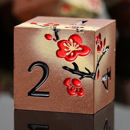 Metal Dice Set DND, DNDND 7 PCS Metallic Flowers D&D Dice with Gorgeous Gift Case for D&D Dungeons and Dragon Tabletop Game (Brown and Cream-Coloured)