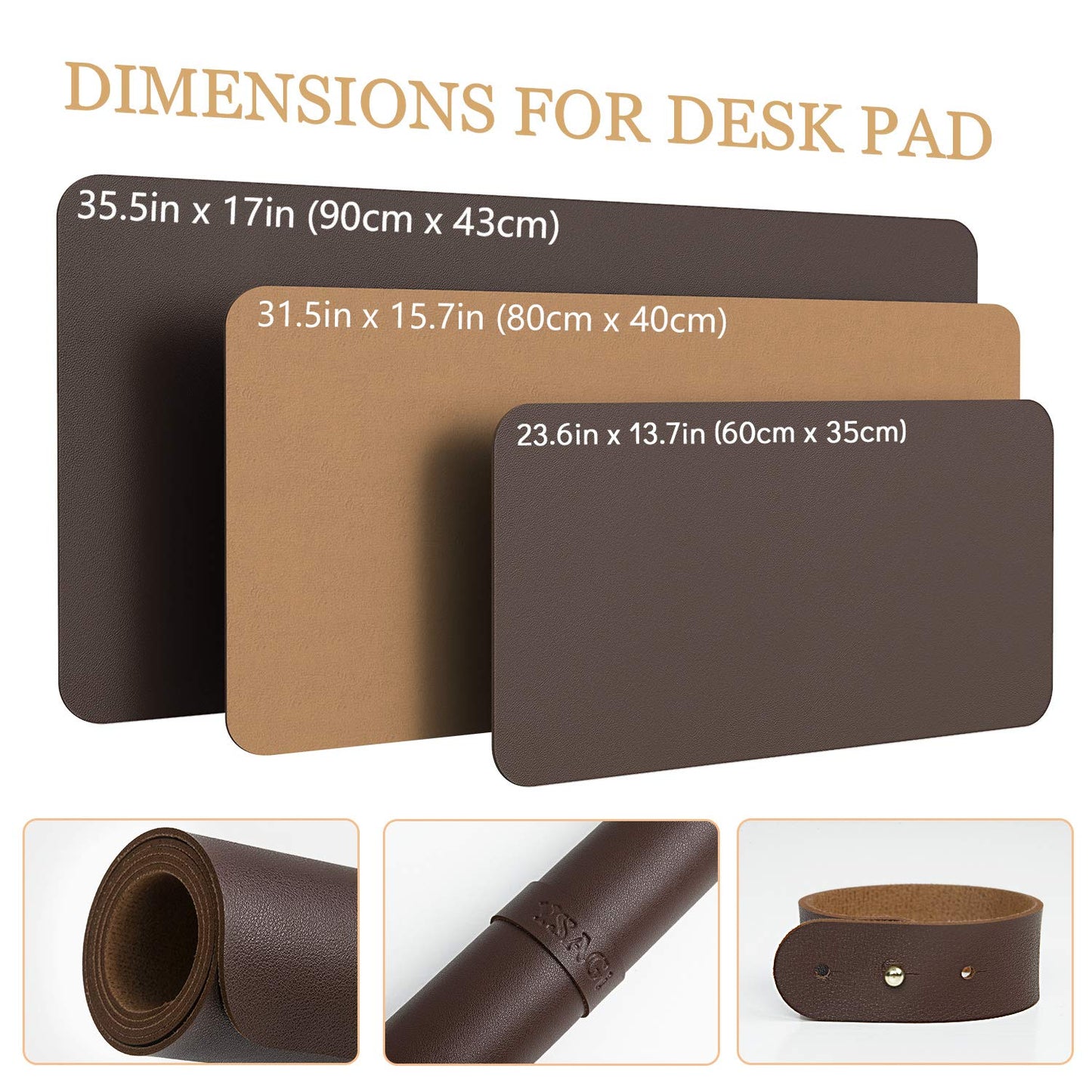 YSAGi Non-Slip Leather Desk Pad, Waterproof Laptop Computer Desk Keyboard Mat, Table Protector Blotter Mat, Large Mouse Pad for Office/Work/Home/Decor(Dark Brown, 23.6" x 13.7")