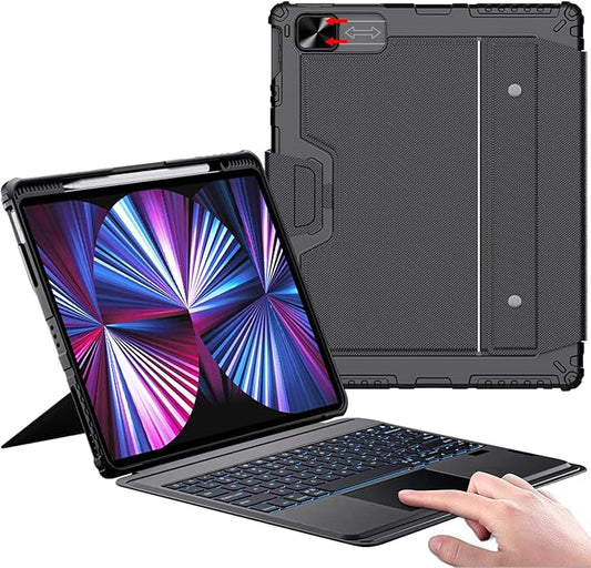 Nillkin iPad Air 13 inch Case Keyboard (M3 2025/M2 2024) & iPad Pro 12.9 inch (6th/5th/4th/3rd), Detachable Backlit Keyboard with Multi-Touch Trackpad, Pencil Holder & Camera Cover, Rugged Protective
