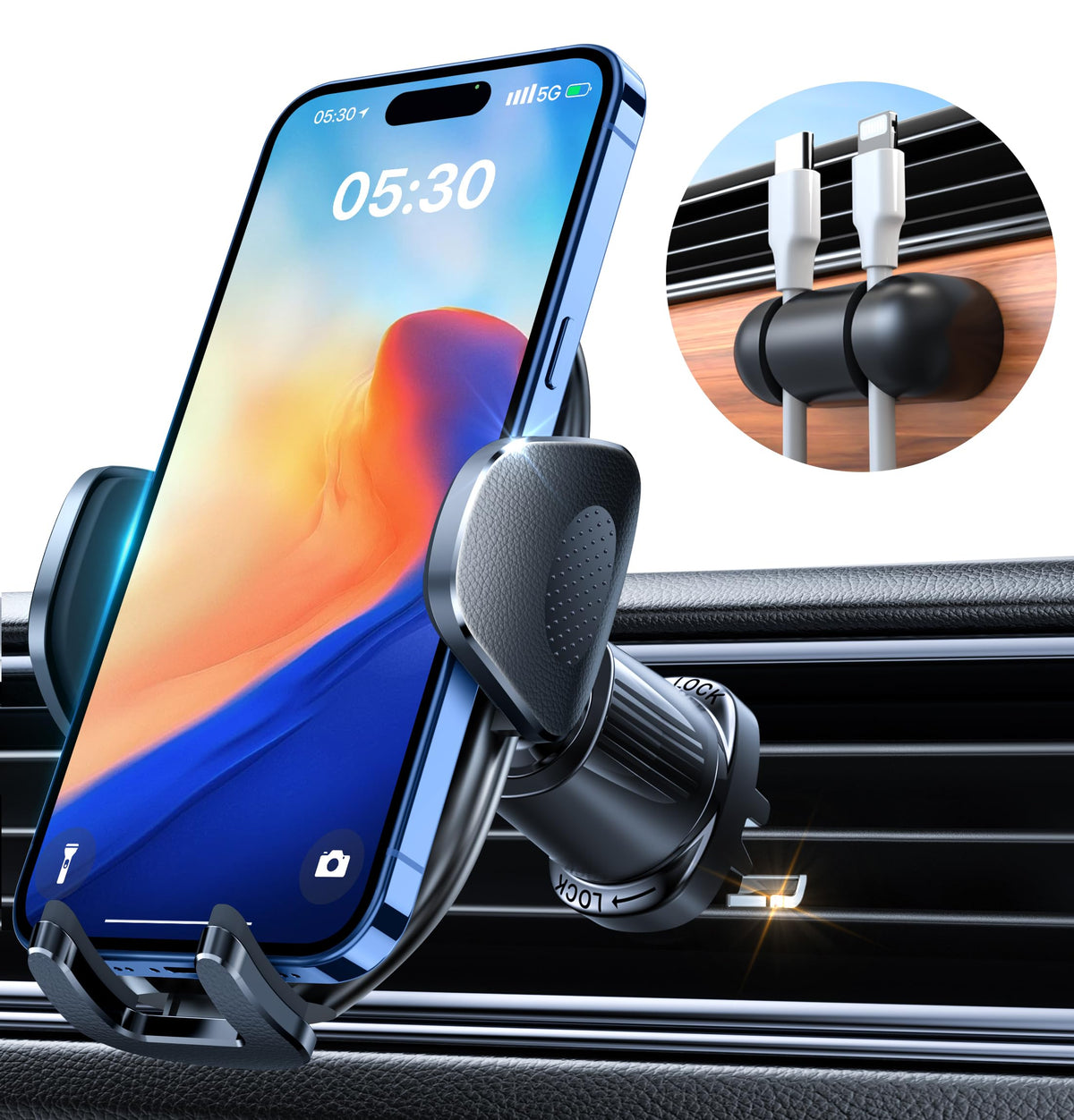 YRU [2026 Upgraded Military-Grade Metal Hook Phone Holders for Your Car