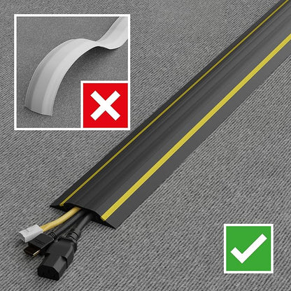 D-Line 6ft Floor Cord Cover, Made in USA Linkable Cable Protector, Hide Extension Cords, Protect Cords, Prevent Cable Trips, Cord Hider, Heavy Duty - Cord Cavity = 1.18" (W) x 0.39" (H), Black/Yellow
