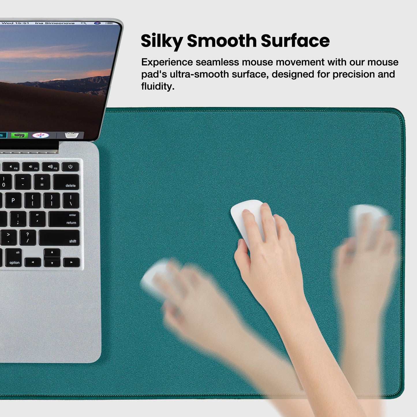 ALOANES Dark Green Waterproof Desk Mat,Large Extended Mouse Mat,Office Desk Protector with Anti-Slip Base,Stitched Edge,Grain Jacquard Surface,Perfect for Gamer,Office&Home, XL(11.81''x27.56''x0.12'')