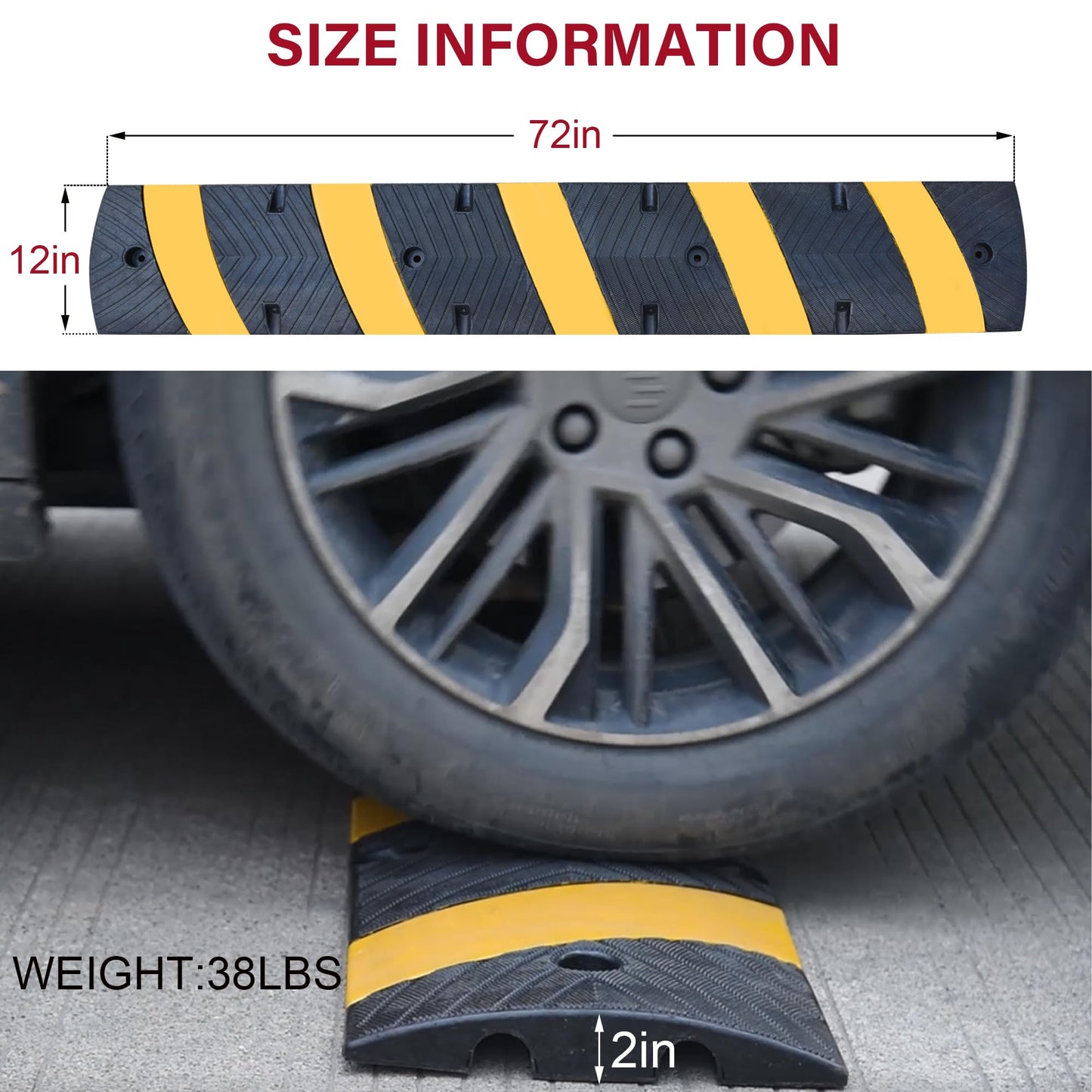 Orangestar 2-Pack 6FT Speed Bumps with 8 Bolts