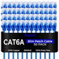 Rapink Patch Cables Cat6a 1ft (50 Pack) Slim, Cat6a Ethernet Patch Cable 10G Support, Snagless Cat 6 Patch Cable for Patch Panel to Switch, Flexiable Cat 6a Ethernet Cable with Gold Plated