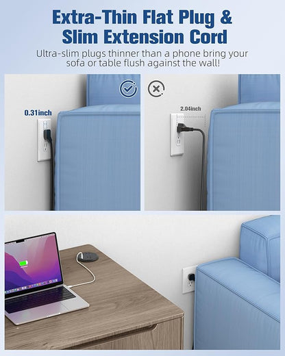 Jgstkcity 65W USB-C Hidden Desktop Power Grommet: 1 AC Outlet,8 USB Charging Ports,3'' Hole Flush Mount Pop-Up Power for Conference Tables & Nightstands (Black, 6 FT - 2PCS)