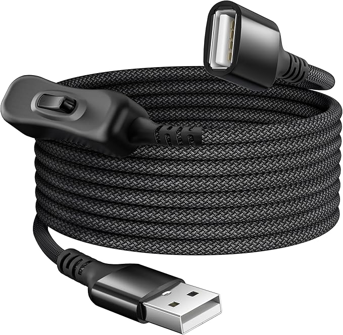 Itramax USB On Off Switch Cable,USB Extension Cable Support Data and Power 6.6 FT,Inline USB Power Switch,USB Male to Female with Toggle Switch for LED Lamp,LED Light Strips,USB Fan,Driving Recorder