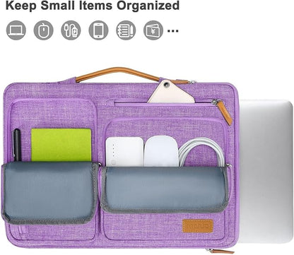 MOSISO 360 Protective Laptop Case 15 inch, 15 inch Laptop Sleeve Compatible with MacBook Air M4 M3 M2 2025 2024 2023, Dell XPS Plus, Side Open Carrying Case with 4 Zipper Pockets&Handle, Lilac